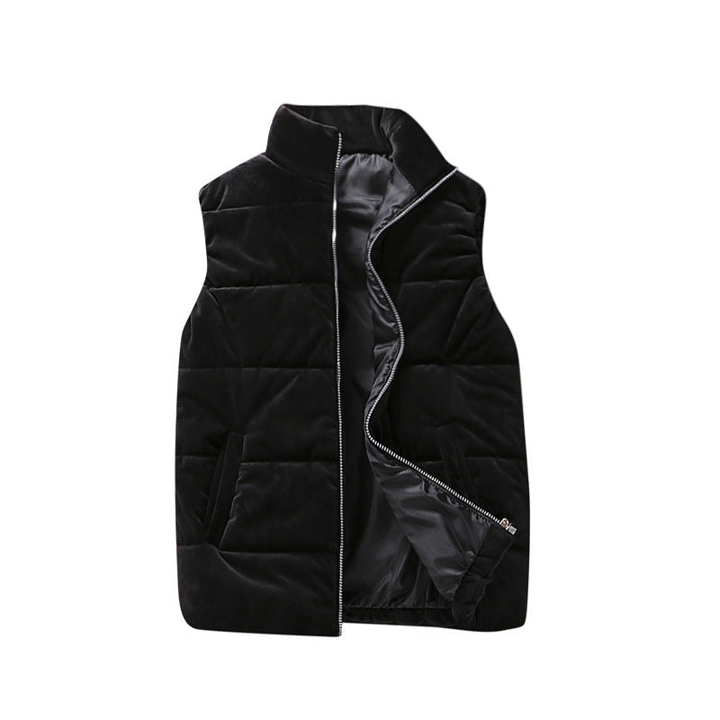 Cross-border new gold velvet solid color vest men's tops large size jacket spring autumn winter warm stand collar jacket waistcoat