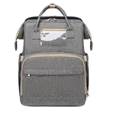 Factory cross-border new upgraded folding bed mommy bag portable multi-functional double-shoulder mother backpack mother and baby bag bed