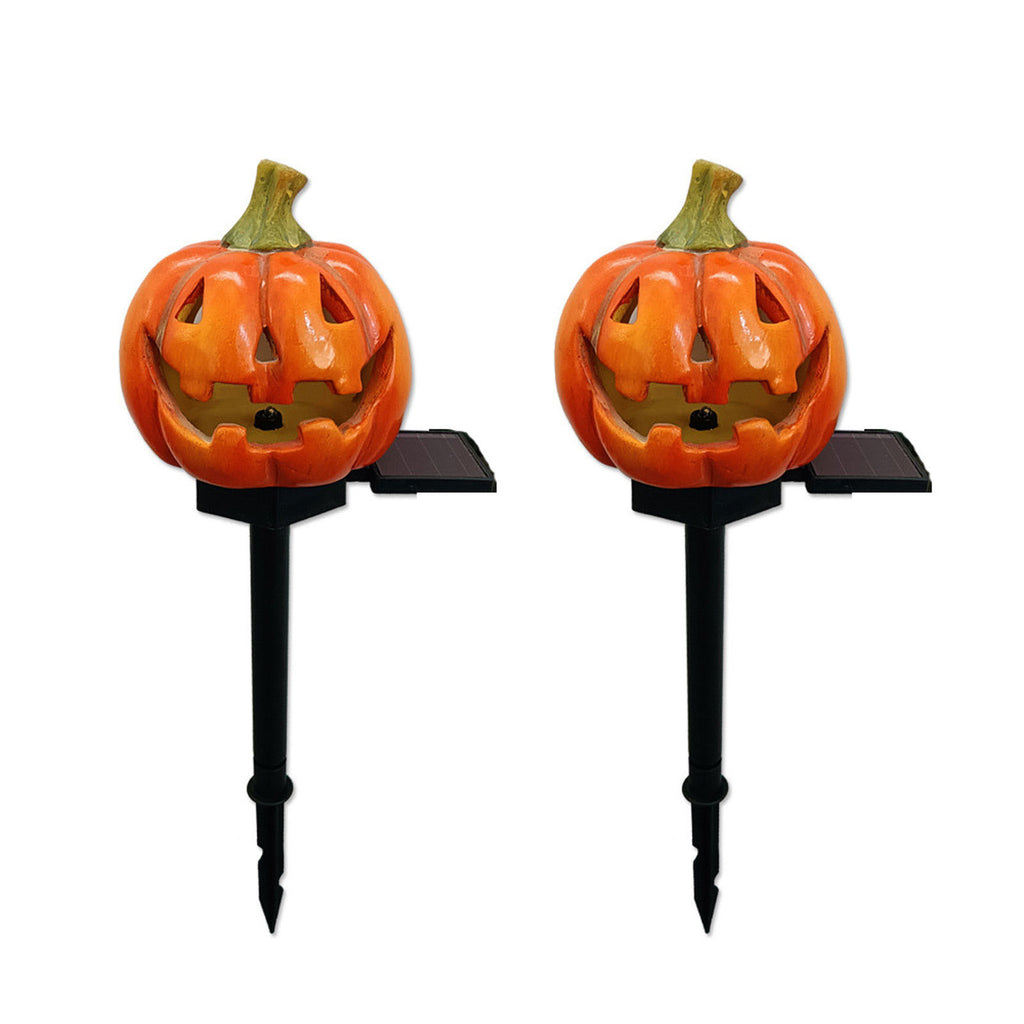 New solar outdoor courtyard Halloween pumpkin lantern resin craft garden ghost festival atmosphere decoration ground plug