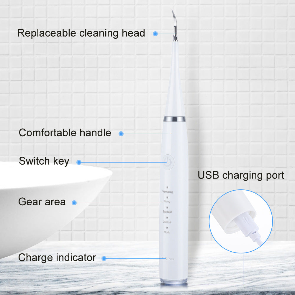 Cross-border 5-speed high-frequency vibration tooth cleaner USB electric toothbrush tooth cleaner to remove stains and calculus set tooth cleaner