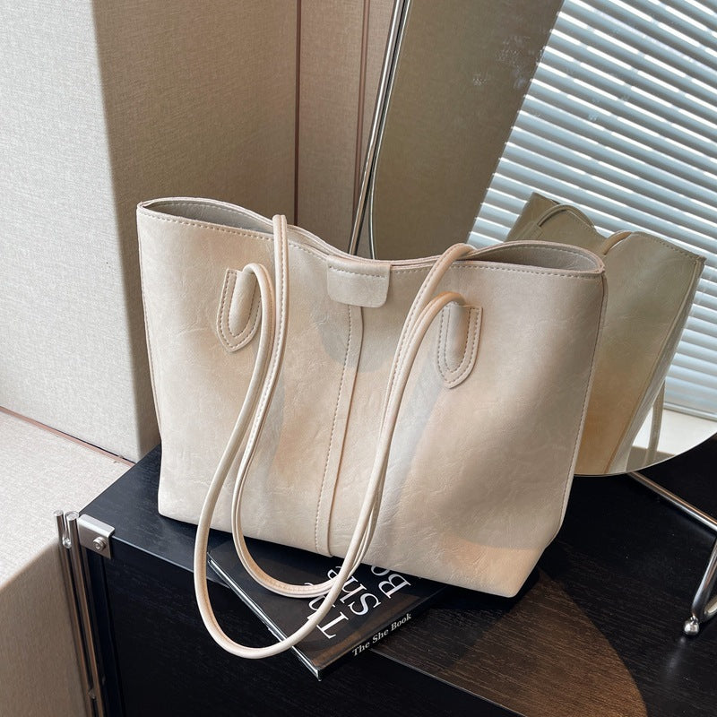 Cross-border foreign trade source factory retro high-end large-capacity bag texture tote bag simple and fashionable shoulder bag
