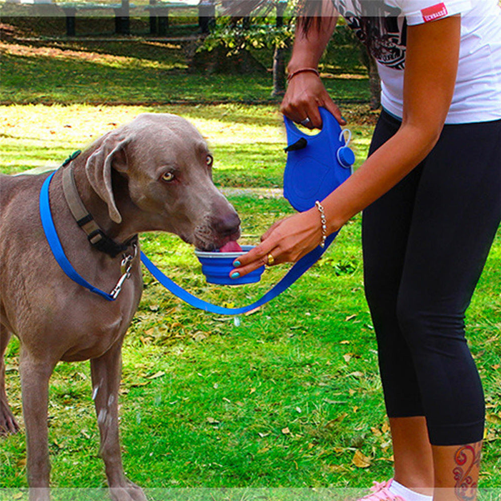 Automatic pet supplies universal water bottle bowl multifunctional pet leash three-in-one portable dog walking rope