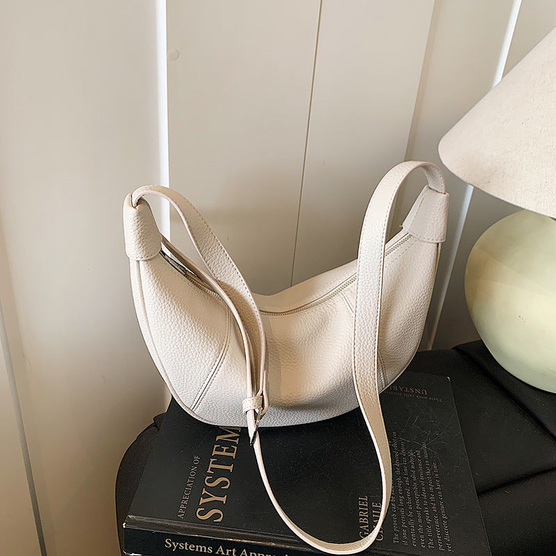 High-quality textured bag for women, large capacity, 2025 new casual shoulder messenger bag, niche design, commuter dumpling bag