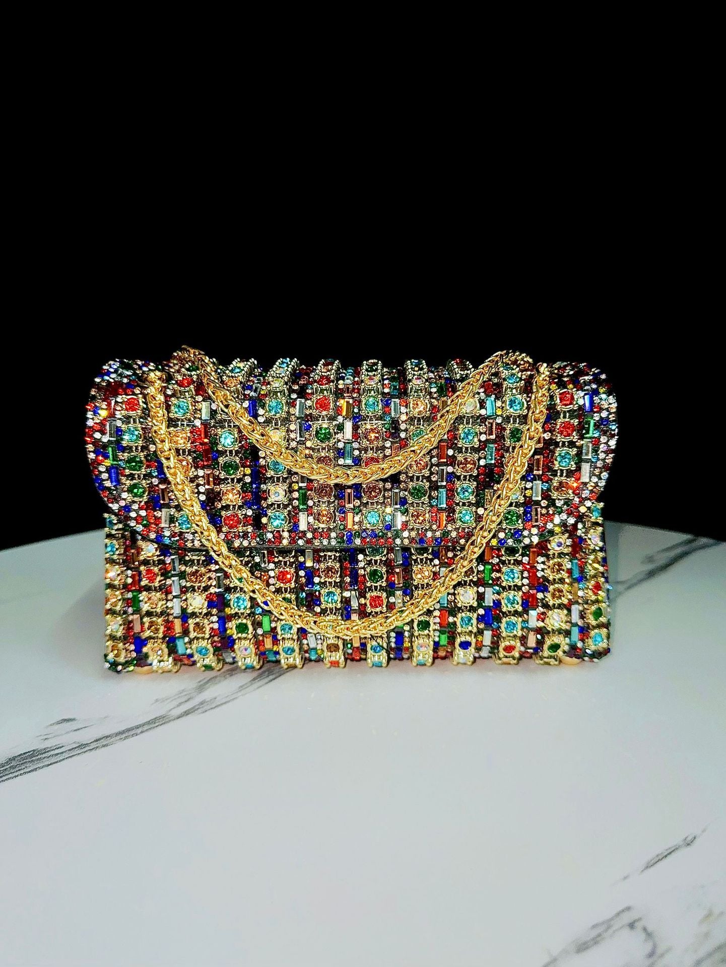 New cross-border evening dress lady rhinestone clutch bag diamond chain cheongsam bag crossbody evening bag female handbag
