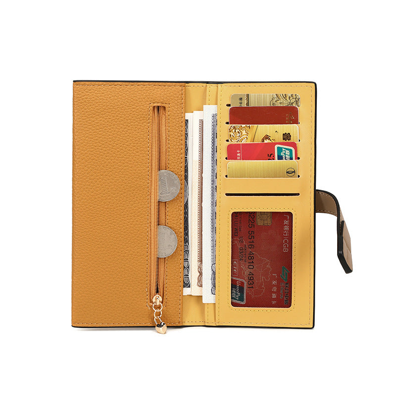 summer new Korean style small fresh color matching ladies long wallet small multifunctional buckle clutch bag