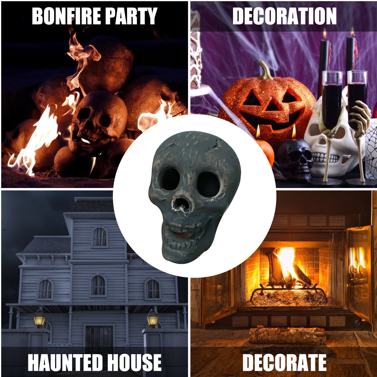 New Halloween Simulated Skull Props Stove BBQ Ceramic Ornaments Horror Party Decorations