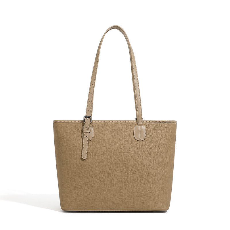 Large capacity tote bag women's genuine leather 2025 spring and summer new high-end niche shoulder bag fashionable all-match bucket bag