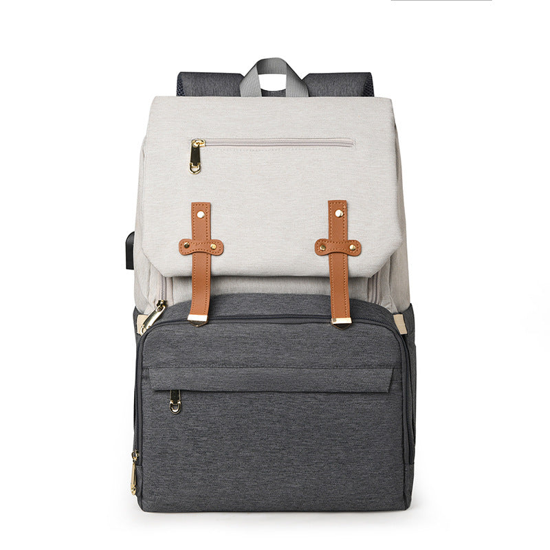 Mommy bag two-piece set Japanese multifunctional decompression air cushion mother and baby bag out USB charging large capacity mommy bag