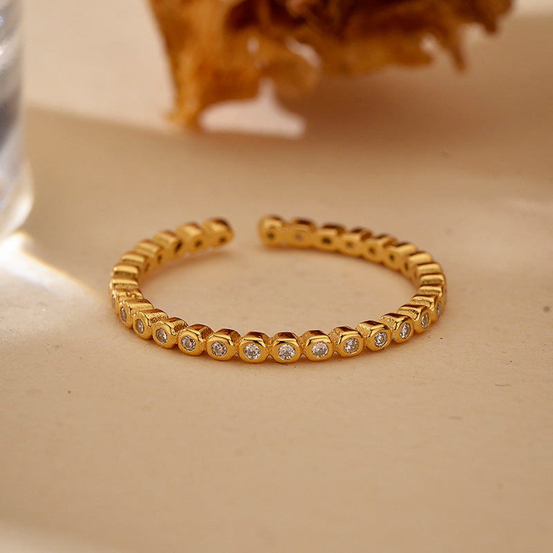 European and American classic 925 sterling silver diamond open ring for women, versatile fashion, high-end temperament, ins style, cross-border hot selling