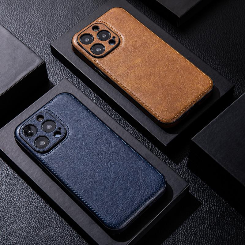 Apple 15promax mobile phone case high-end leather suitable for iPhone14 high-end 13 anti-fall leather grain 12 leather case