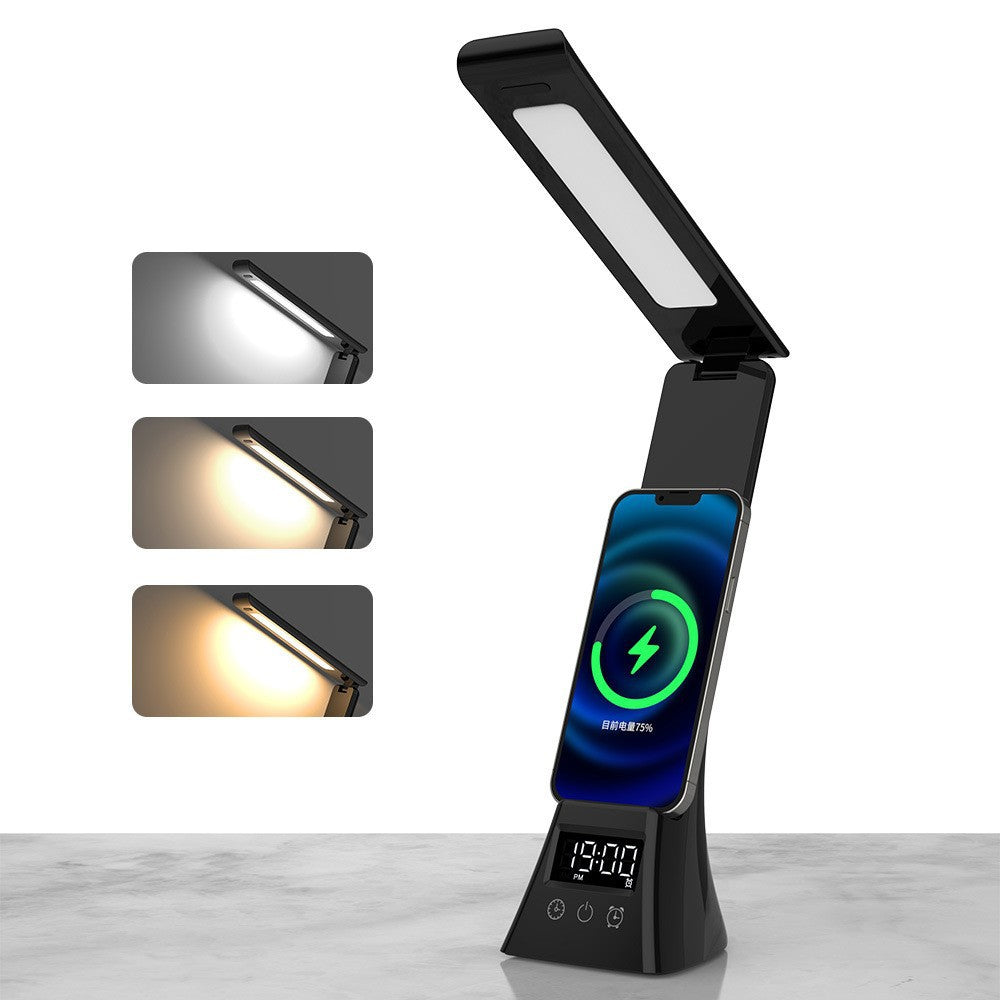 Cross-border desk lamp mobile phone wireless charger multi-function creative folding eye protection wireless fast charging 15W earphone watch