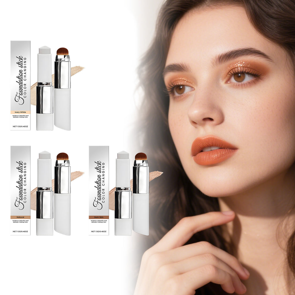 Cross-border 2-in-1 color-changing foundation stick, lightweight, moisturizing, hydrating, skin-nourishing, matte, non-caking, everyday foundation stick.