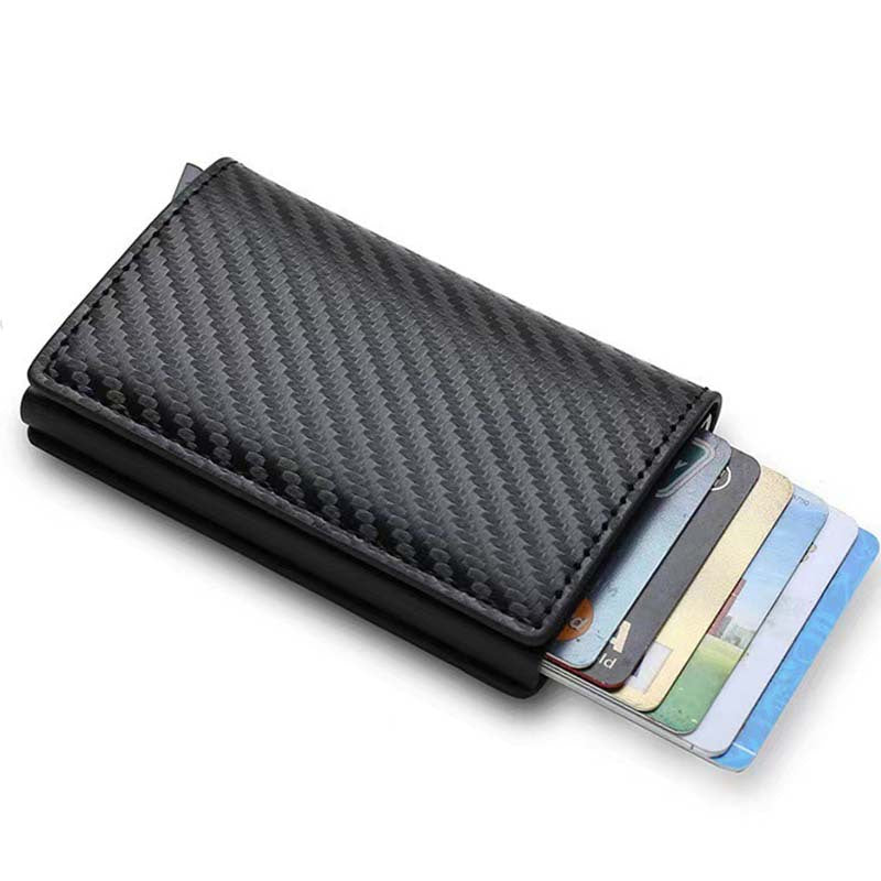 Cross-border exclusive men's wallet ultra-thin carbon fiber card holder automatic card ejection aluminum alloy card holder bank card wallet men