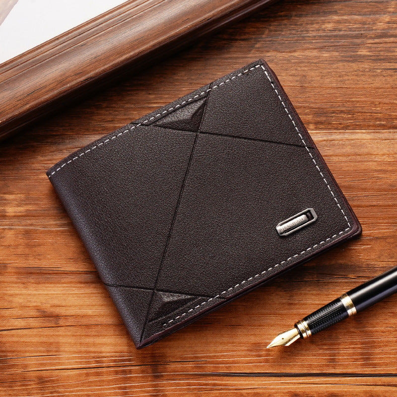 New men's wallet men's short multi-card slots fashion casual wallet men's youth thin tri-fold horizontal soft wallet