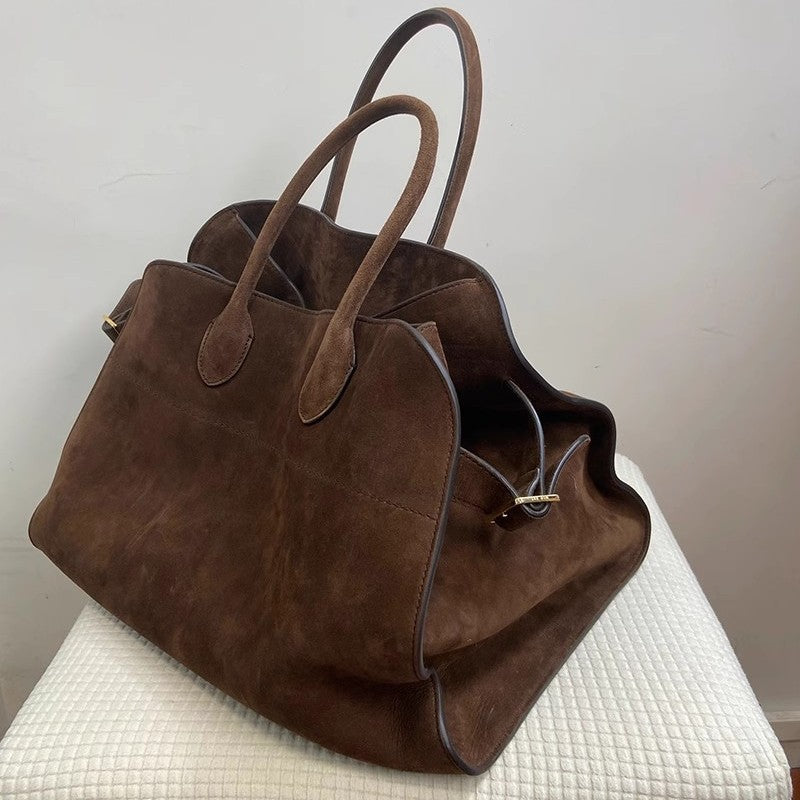 Tote bag women's 2025 new spring and summer high-end niche design large-capacity commuter retro suede handbag