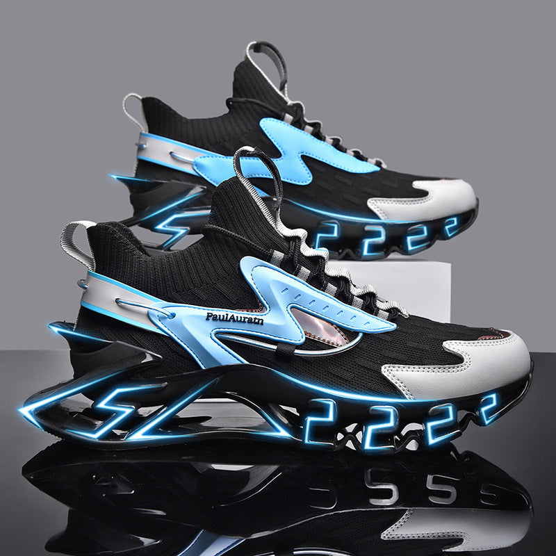Sports men's black autumn and winter running shoes ultra-light shock-absorbing running mesh shoes casual autumn blade sports trendy shoes
