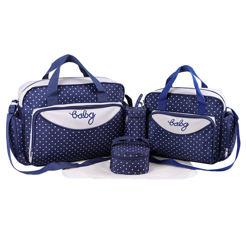Manufacturer's new mother and baby bag portable 055 mommy bag confinement bag five-piece set large capacity polka dot mommy bag