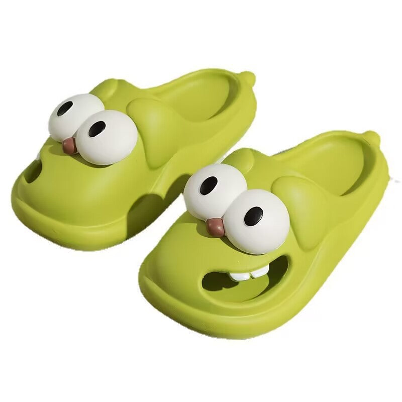 Big-eyed dog cartoon cute women's summer indoor and outdoor wear non-slip thick sole stepping shit feeling fashionable closed toe hole shoes wholesale