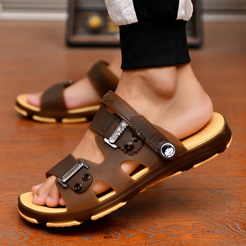 Men's sandals, slippers, men's shoes, summer new style flip flops, beach shoes, non-slip outdoor wear, dual-purpose hole shoes