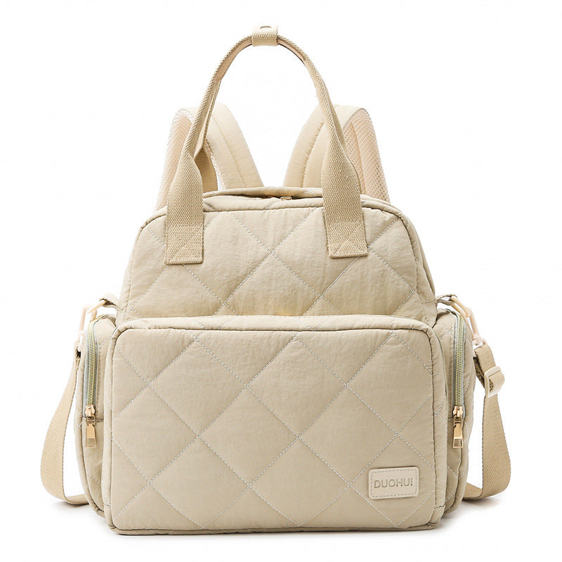 Mommy bag new clothing fabric large rhombus multifunctional mother and baby bag for going out with diaper pad large capacity mommy bag