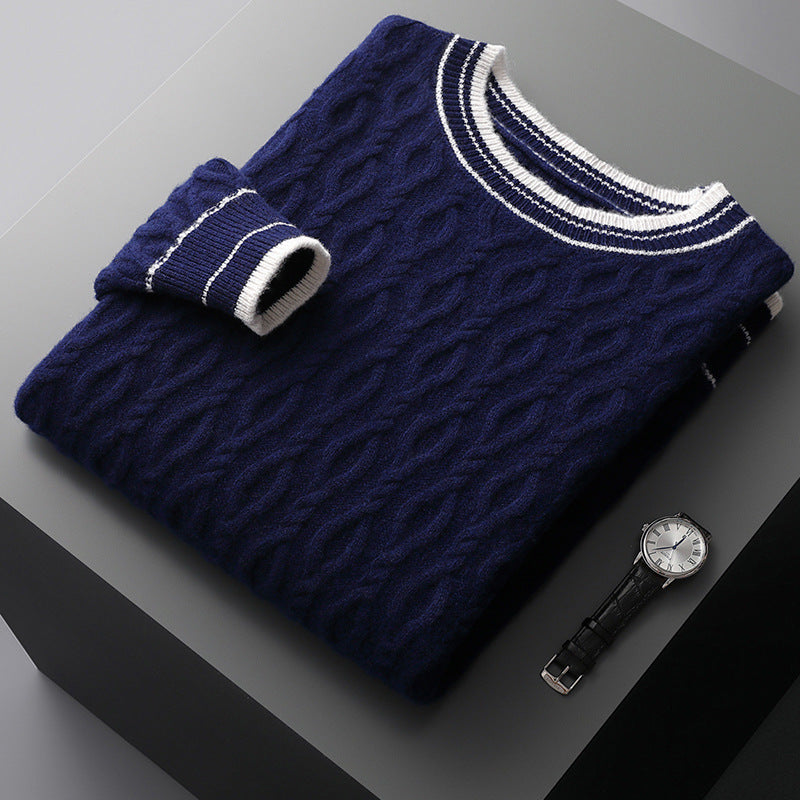 Men's casual thick round neck bottoming sweater new fashion wool bottoming sweater warm solid color men's clothing wholesale
