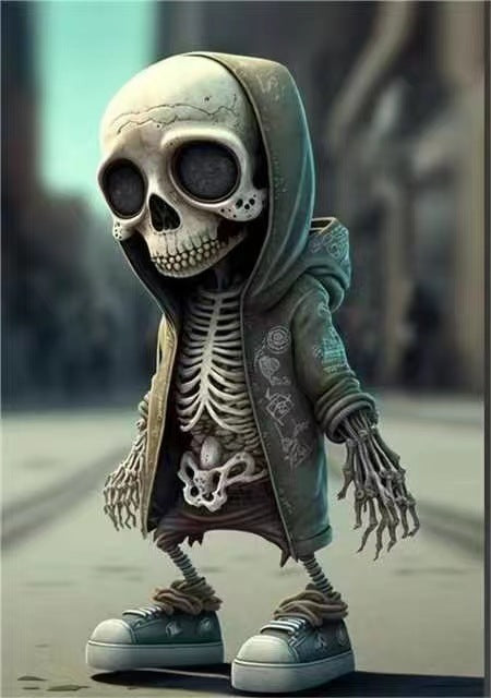 Spot cross-border new cool skeleton figure Halloween skeleton puppet resin ornaments
