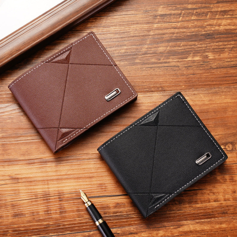 New men's wallet men's short multi-card slots fashion casual wallet men's youth thin tri-fold horizontal soft wallet