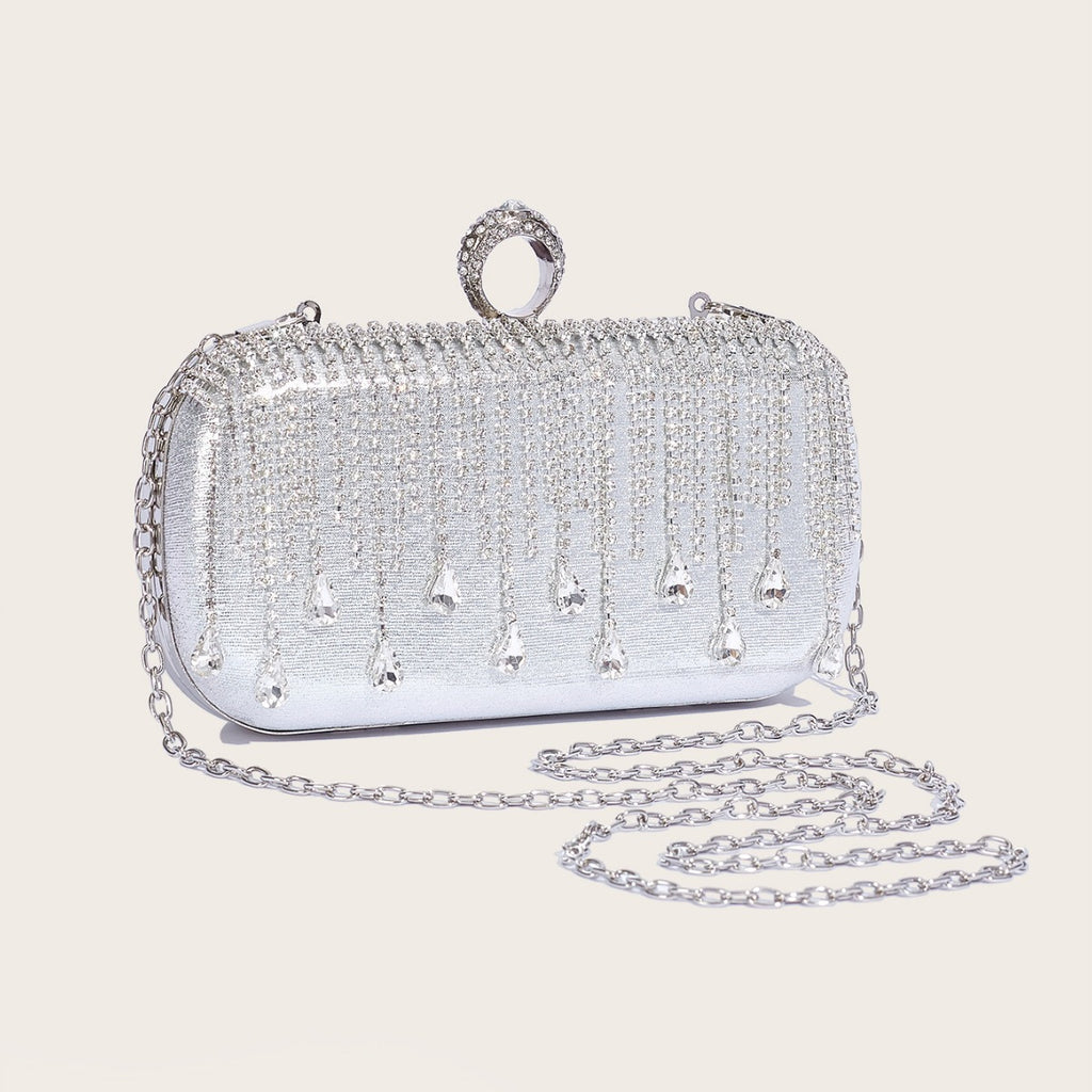 New Tassel Evening Bag European and American Fashion Diamond Clutch Bag Celebrity Wedding Party Handbag Chain Bag