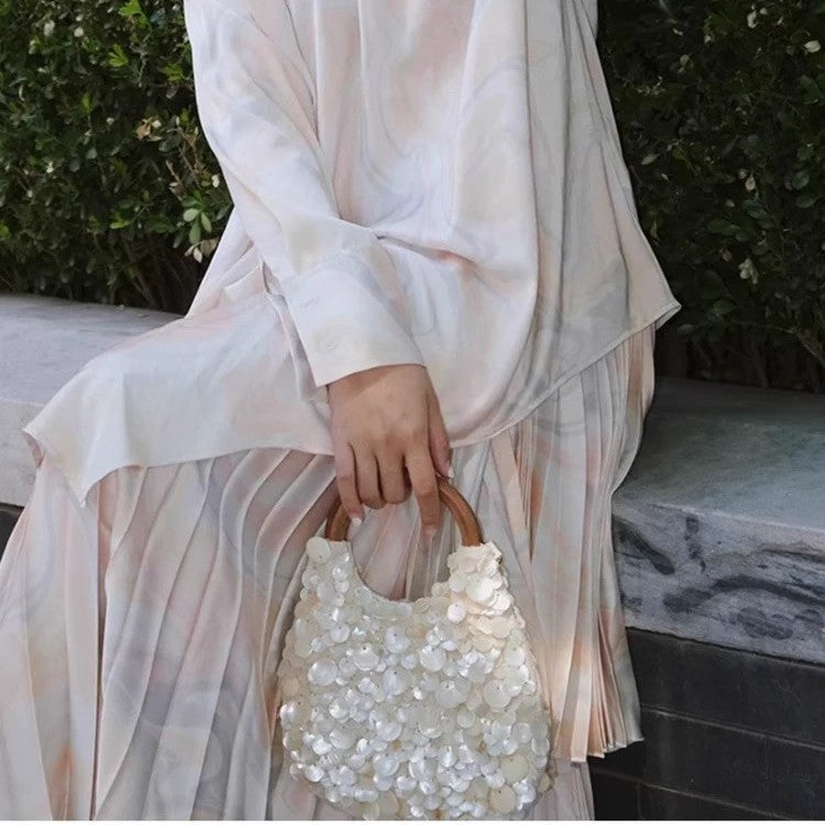 Export 2025 spring and summer new high-end pure handmade natural shell bag fairy handbag niche bag trend