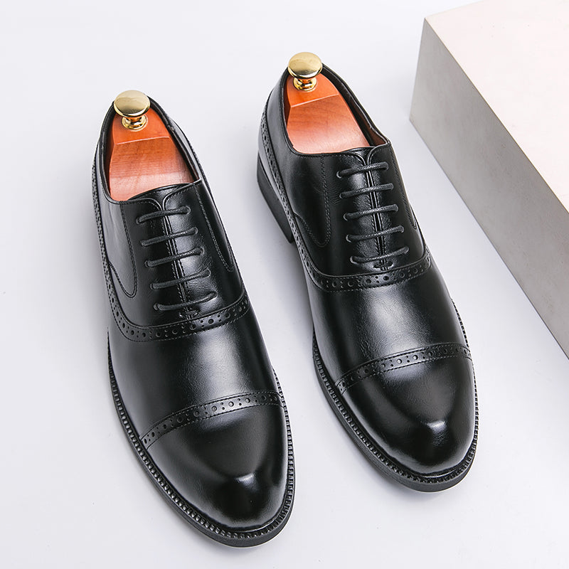 European and American British style brogues men's business genuine leather color matching carved Oxford shoes men's wedding pointed toe groom shoes