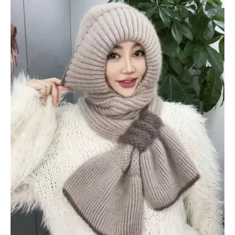 Women's winter hats, new style hats, scarves, integrated snow hats, plush and thickened wool hats, buckle earmuffs, knitted hats
