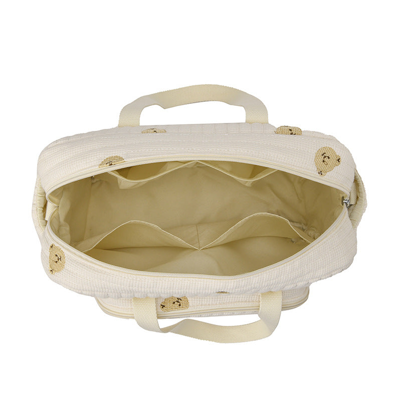 Mommy bag Korean embroidery thread fashionable multifunctional mother and baby bag portable large capacity mommy bag ladies bag