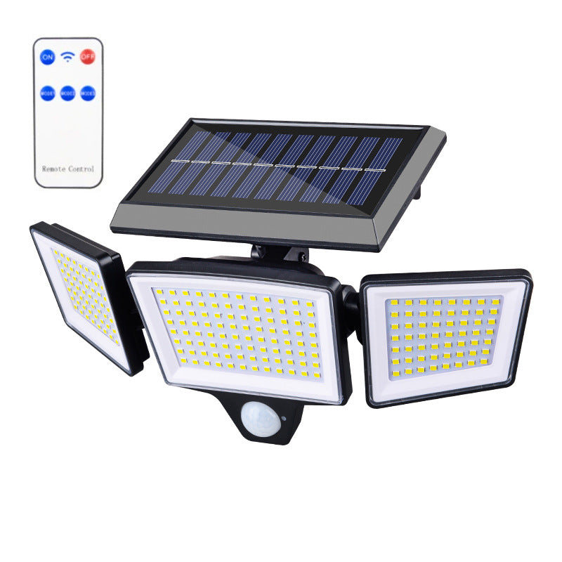Cross-border solar light three-head rotatable wall lamp outdoor solar sensor light wall lamp garden lighting street lamp