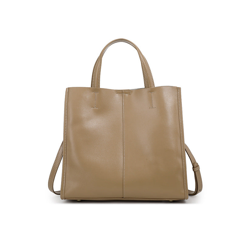 Retro first layer cowhide tote bag 2025 new spring and summer messenger bag large capacity bucket shoulder genuine leather handbag