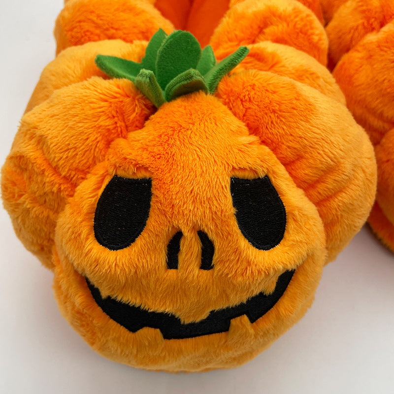 Spot cross-border hot product Halloween Pumpkin Slippers pumpkin plush slippers