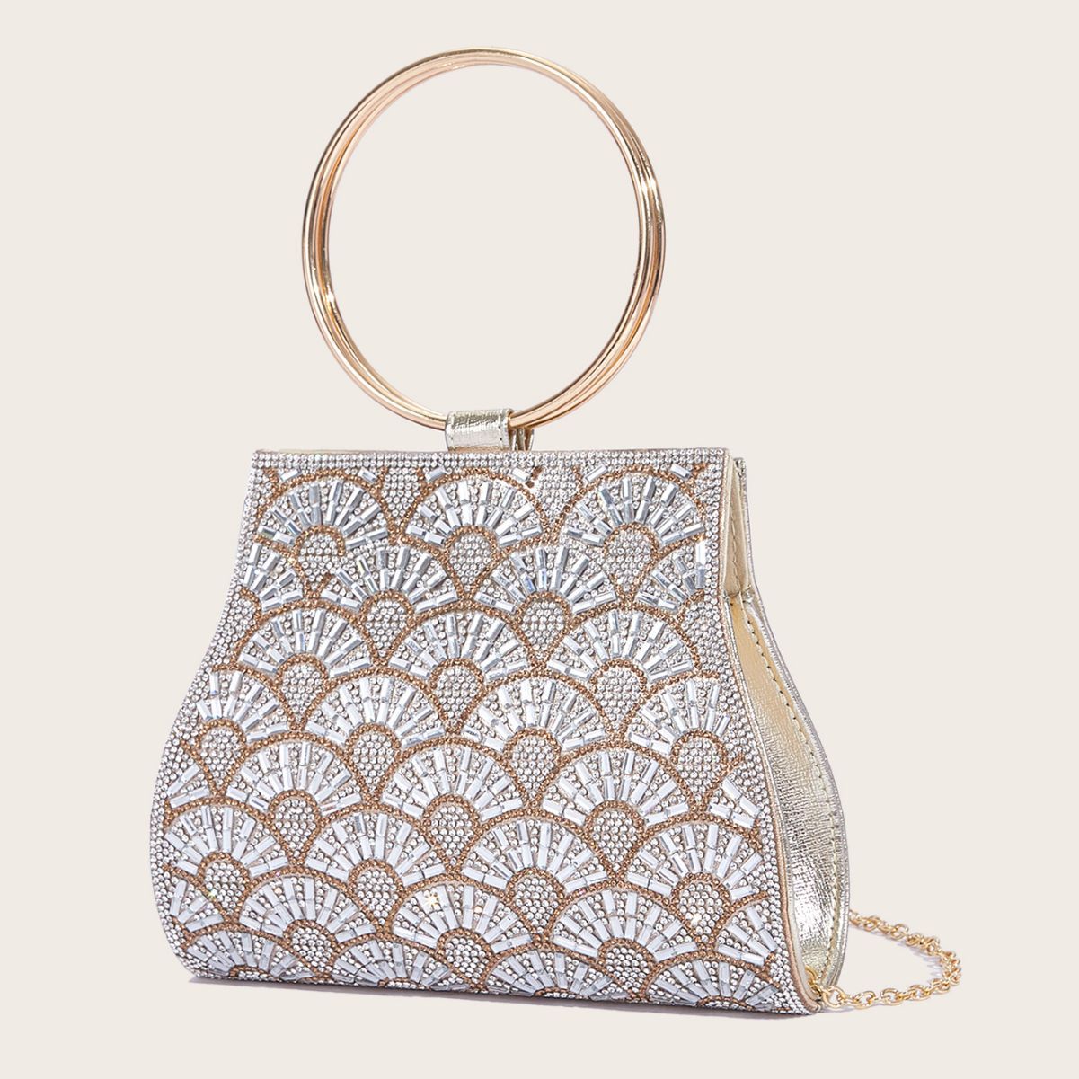 European and American new banquet bag shell high-end evening gift bag diamond wrist ring handbag cross-border e-commerce delivery