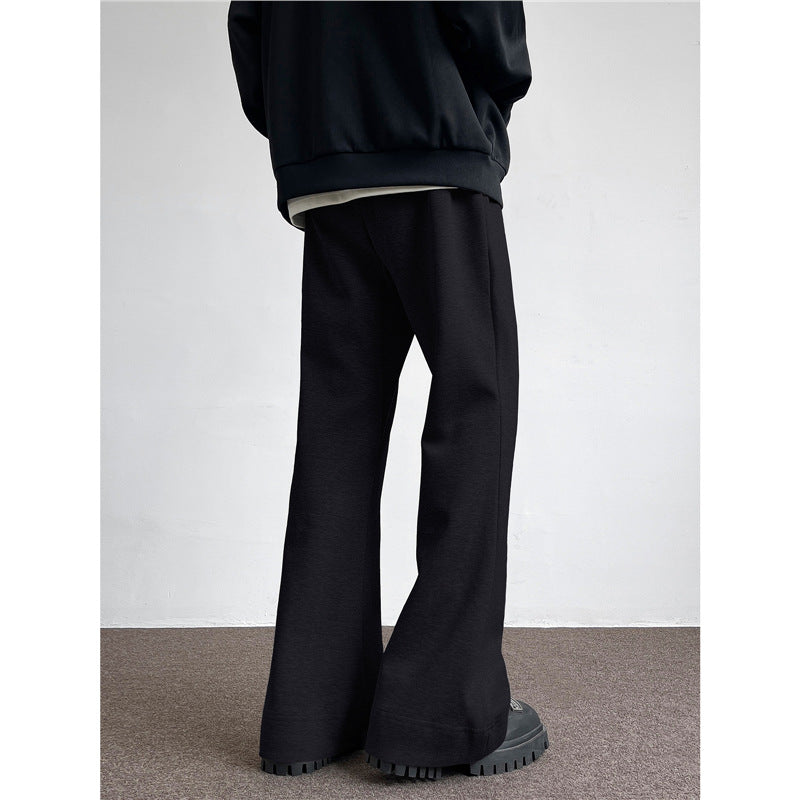 Gray flared casual sweatpants for men in spring and autumn, cleanfit Japanese retro loose casual drape straight pants