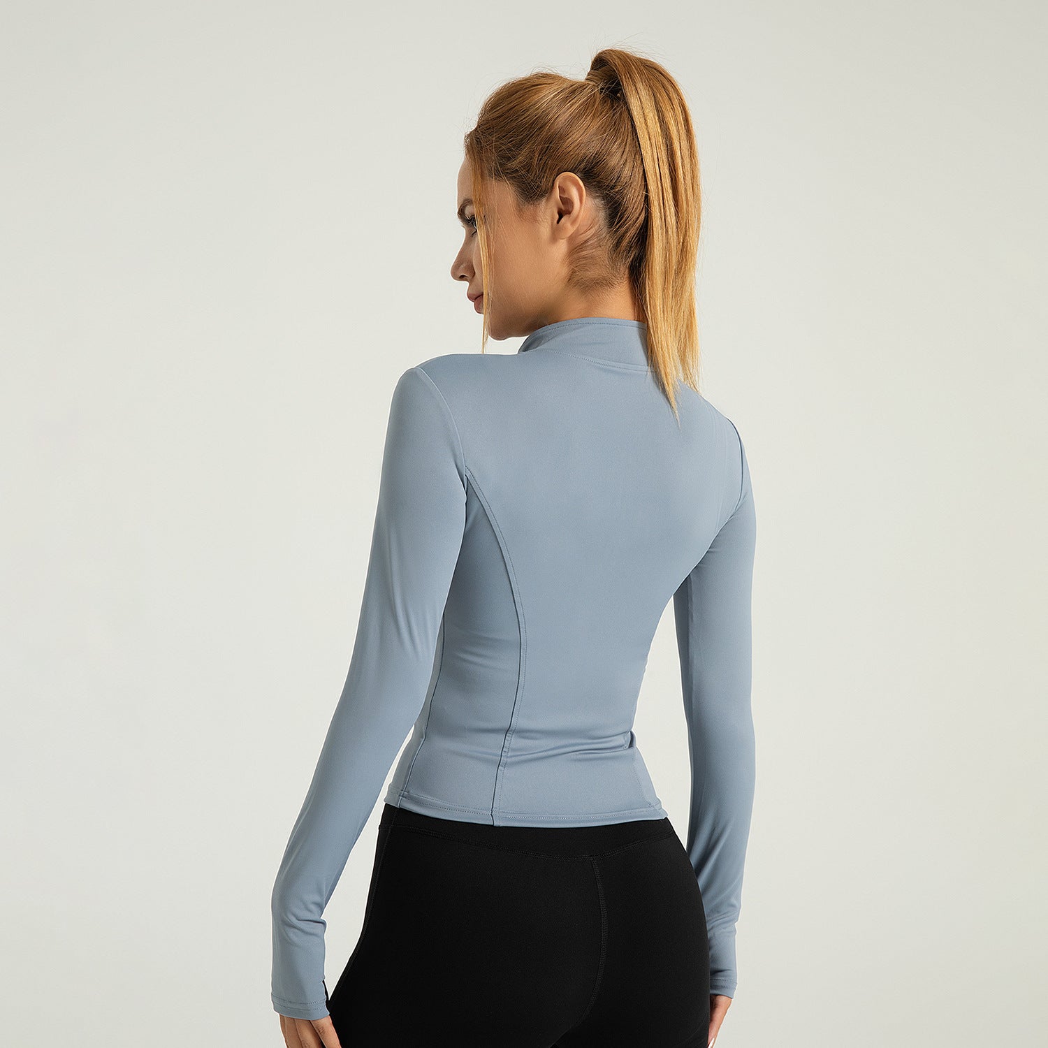 Cross-border zone nude outdoor sports jacket women's tight breathable standing yoga fitness clothing jacket