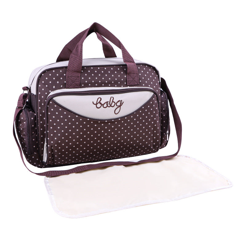 Manufacturer's new mother and baby bag portable 055 mommy bag confinement bag five-piece set large capacity polka dot mommy bag