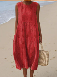 2025 European and American spring and summer new sleeveless casual printed temperament long skirt dress slim small fresh casual skirt