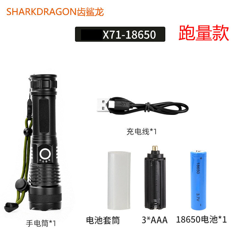 Cross-border P70 high-intensity flashlight outdoor waterproof USB rechargeable telescopic zoom high-power LED flashlight