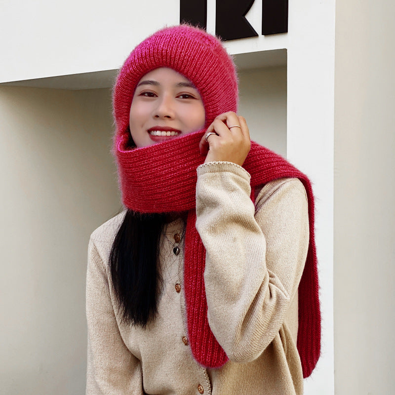 Women's winter hats, new style hats, scarves, integrated snow hats, plush and thickened wool hats, buckle earmuffs, knitted hats