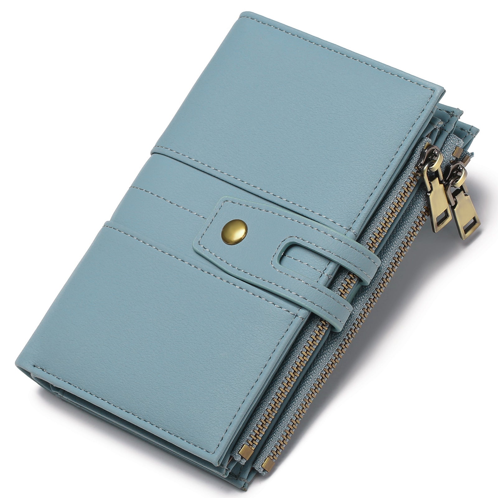 Foreign trade RFID anti-theft brush ladies short wallet multi-function buckle zipper microfiber leather women's bag casual coin purse