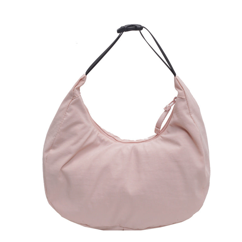 Korean style lightweight casual dumpling bag women's solid color simple crescent handbag commuting literary shoulder messenger bag