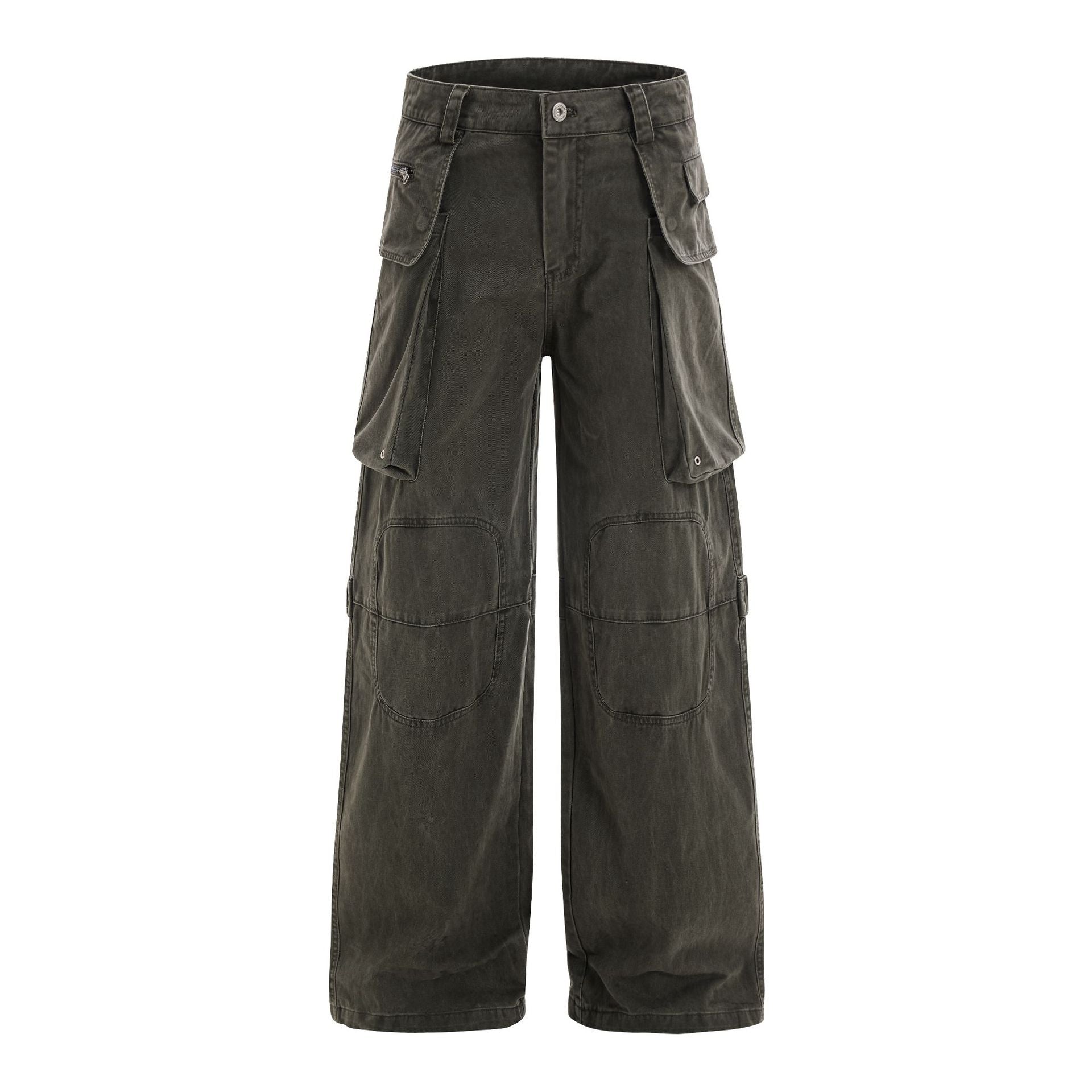 OREETA American retro cleanfit simple high-end overalls men and women street hip-hop distressed casual pants
