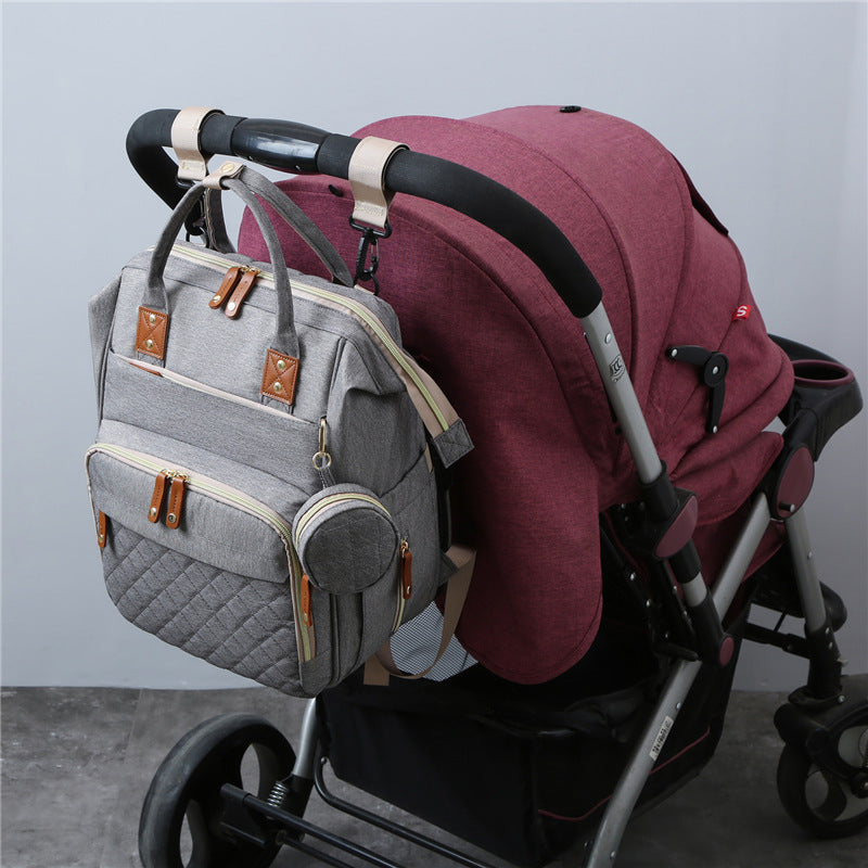 Mommy bag mother and baby bag baby folding bed bag large capacity lightweight mommy bag portable Korean ins backpack