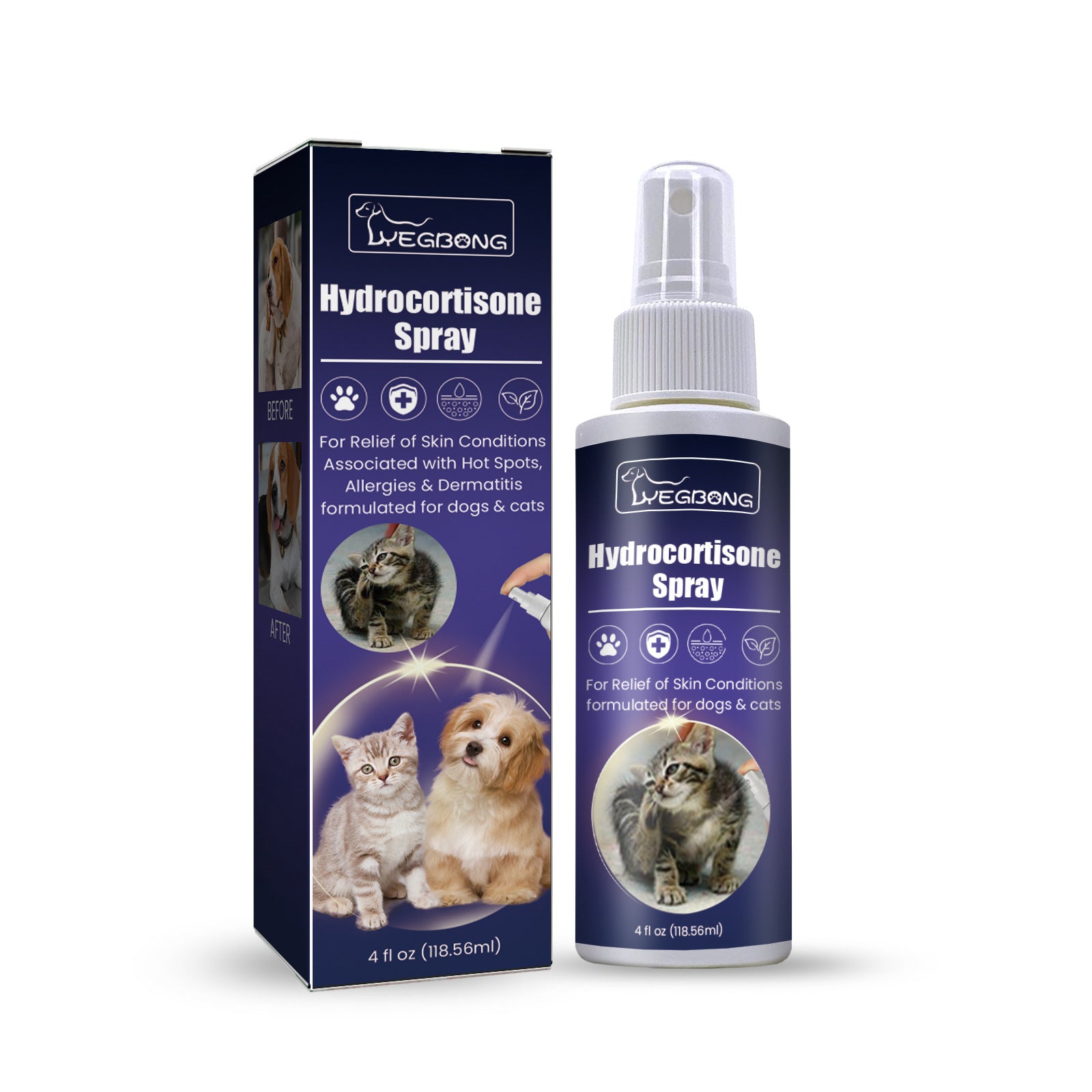 Yegbong pet care spray to remove mites and insects, clean and soothe the skin and fur of cats and dogs