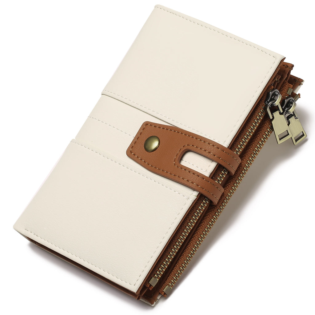 Foreign trade RFID anti-theft brush ladies short wallet multi-function buckle zipper microfiber leather women's bag casual coin purse