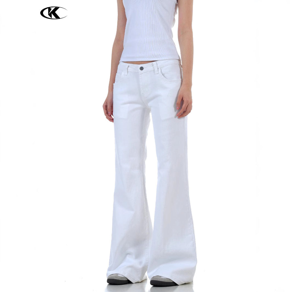 11KN American flared jeans women's simple cleanfit loose slim loose stacked casual slim trousers