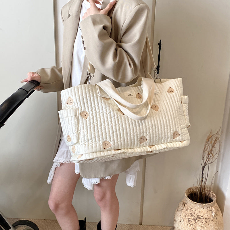 Mommy bag high quality Korean style full embroidery large capacity crossbody mother and baby bag for going out large capacity tote mommy bag